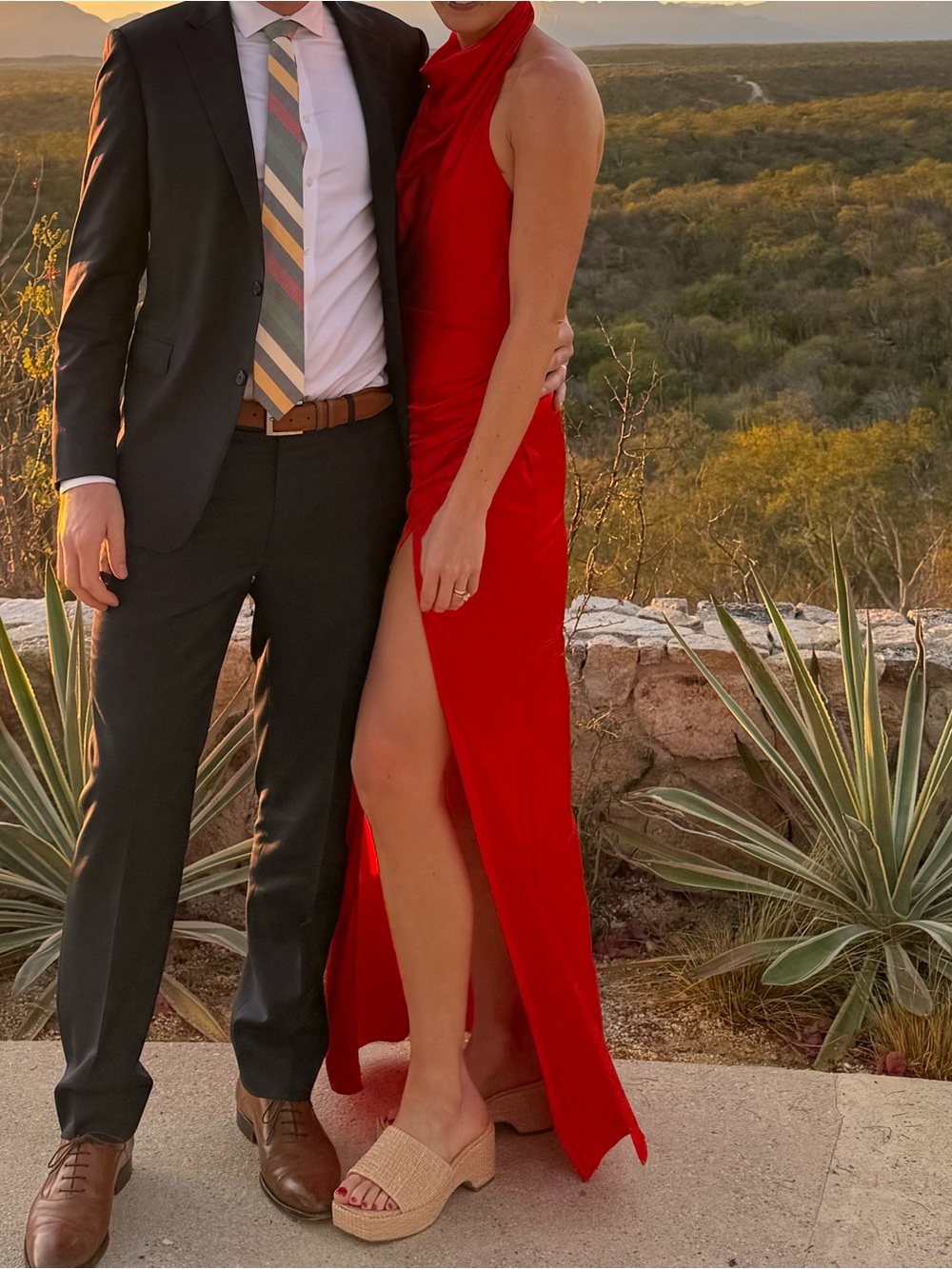 NBD Mathilde Red Satin Halter Gown Size M